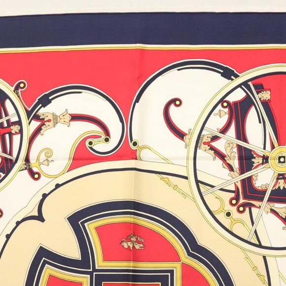 HERMES Carre 90 Scarf ""WASHINGTONS CARRIAGE"" Silk Navy Auth 133640 - Picture 3 of 14